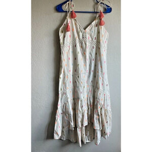 Lovestitch Dress Embroidered Fun Tassells Small‎ Lined Hi-Low